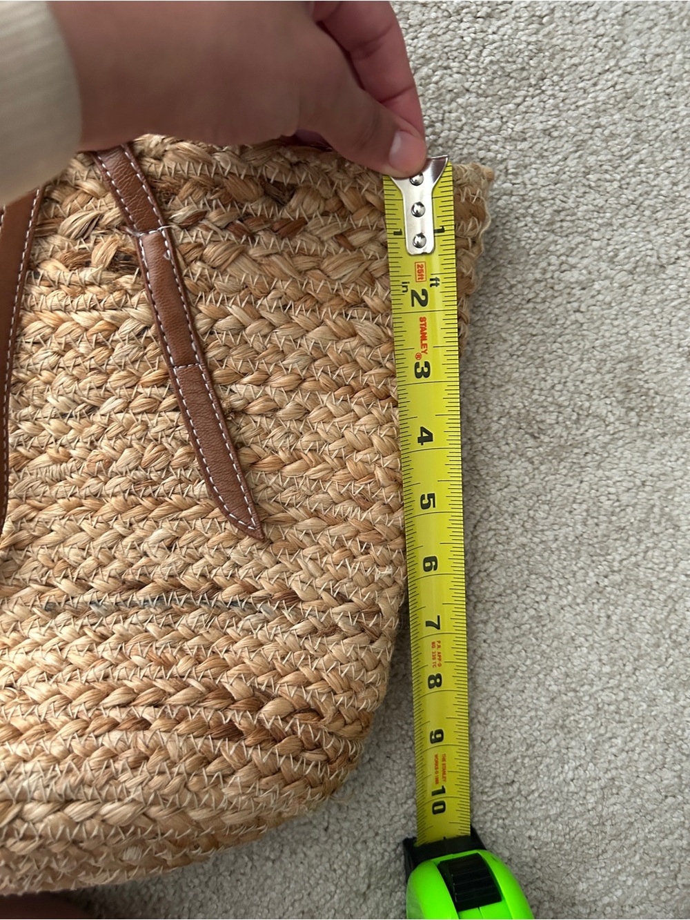 Zara Natural Straw Tote with Brown Leather Straps - Picture 6 of 6
